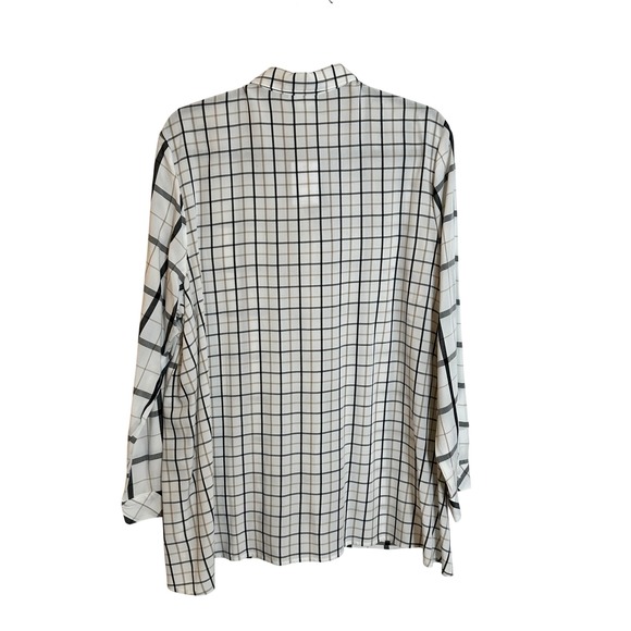 J. Jill Long Sleeve Shirt Size XL Petite Black‎ White Tan Windowpane Plaid NEW - Picture 2 of 10